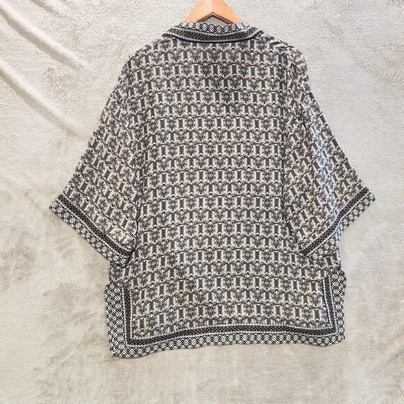 Max Studio Womens Black White Tribal Print Open Kimono Top Size Small Flowy - Picture 5 of 10